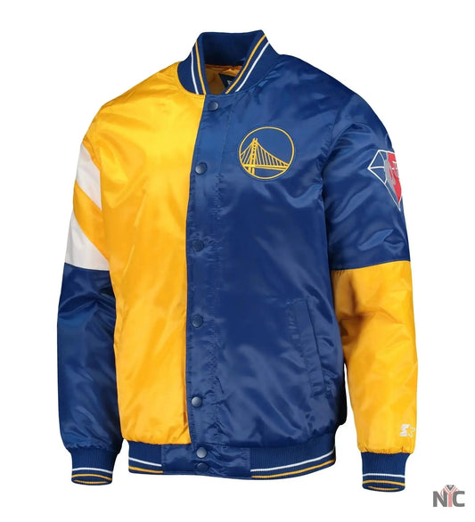 Golden State Warriors 75th Anniversary Leader Color Block Satin Jacket