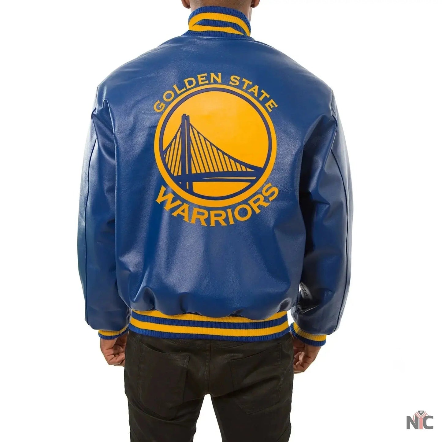 Golden State Warriors Blue Leather Varsity Jacket