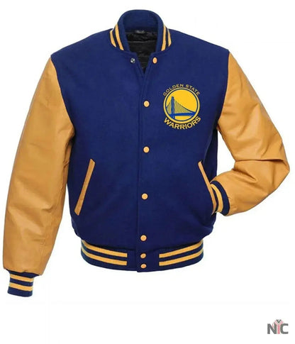 Golden State Warriors Blue and Yellow Letterman Jacket