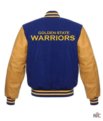 Golden State Warriors Blue and Yellow Letterman Jacket