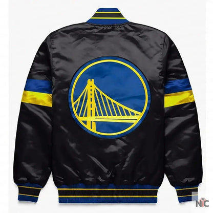 Golden State Warriors Home Game Black Varsity Satin Jacket