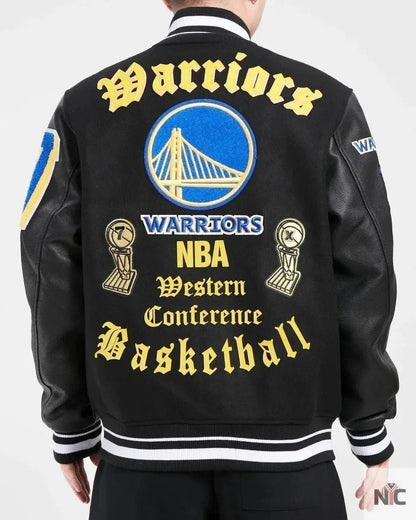 Golden State Warriors Old English Varsity Jacket