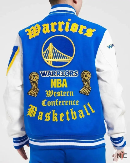Golden State Warriors Old English Varsity Jacket