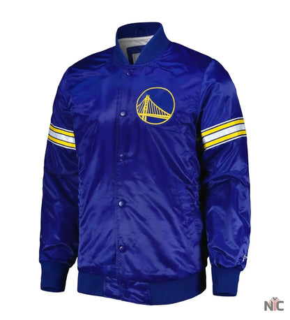 Golden State Warriors Pick & Roll Full-Snap Satin Varsity Jacket