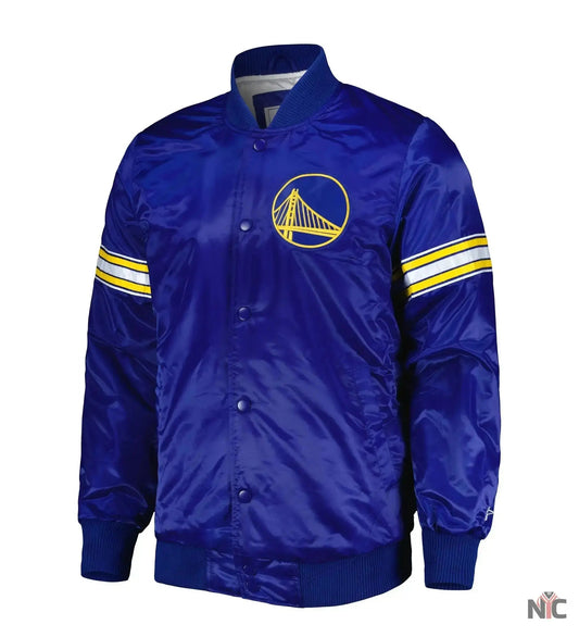 Golden State Warriors Pick & Roll Full-Snap Satin Varsity Jacket