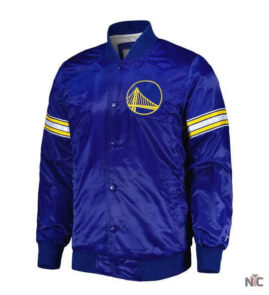 Golden State Warriors Pick & Roll Full-Snap Satin Varsity Jacket