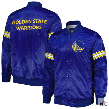 Golden State Warriors Pick & Roll Full-Snap Satin Varsity Jacket