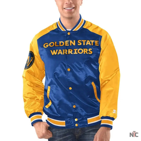Golden State Warriors Renegade Satin Varsity Jacket