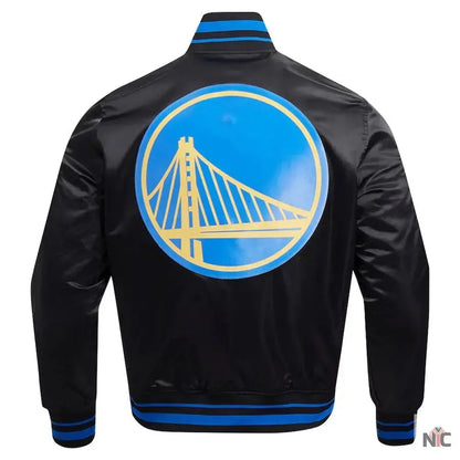 Golden State Warriors Script Tail Satin Varsity Jacket
