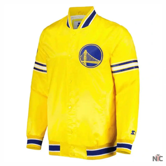 Golden State Warriors Slider Full-Snap Satin Varsity Jacket
