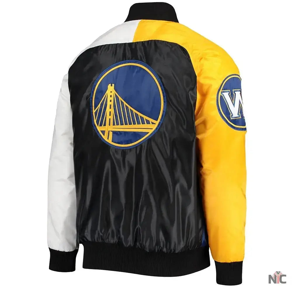 Golden State Warriors Tri-Color Satin Varsity Jacket