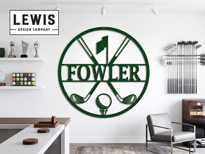 Personalized Golf Metal Sign | Custom Golf Monogram Wall Art