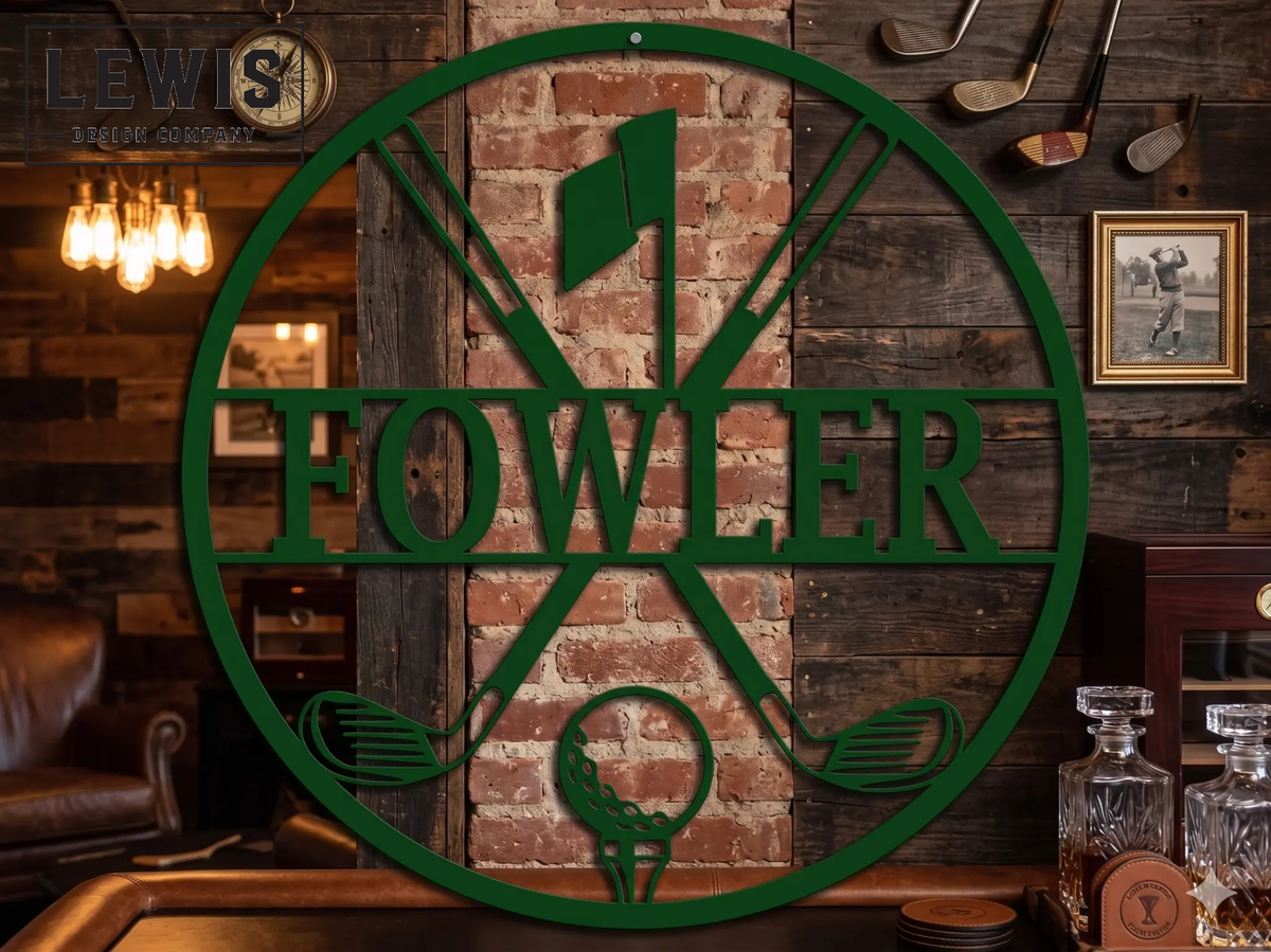 Personalized Golf Metal Sign | Custom Golf Monogram Wall Art