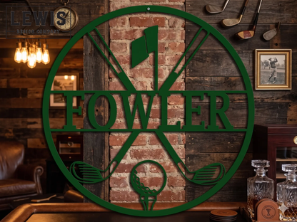 Personalized Golf Metal Sign | Custom Golf Monogram Wall Art