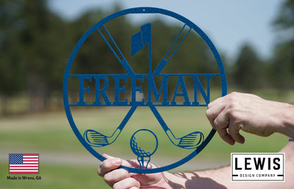 Personalized Golf Metal Sign | Custom Golf Monogram Wall Art