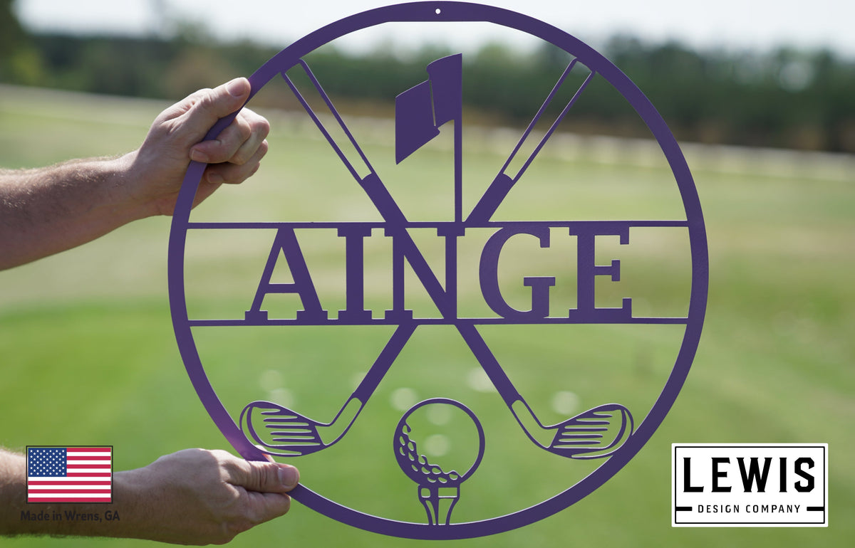 Personalized Golf Metal Sign | Custom Golf Monogram Wall Art