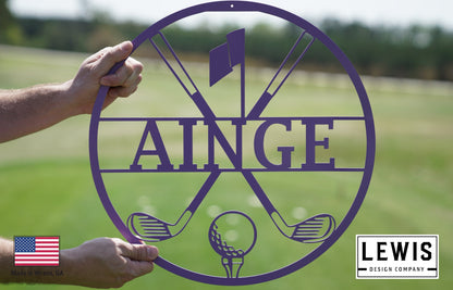 Personalized Golf Metal Sign | Custom Golf Monogram Wall Art