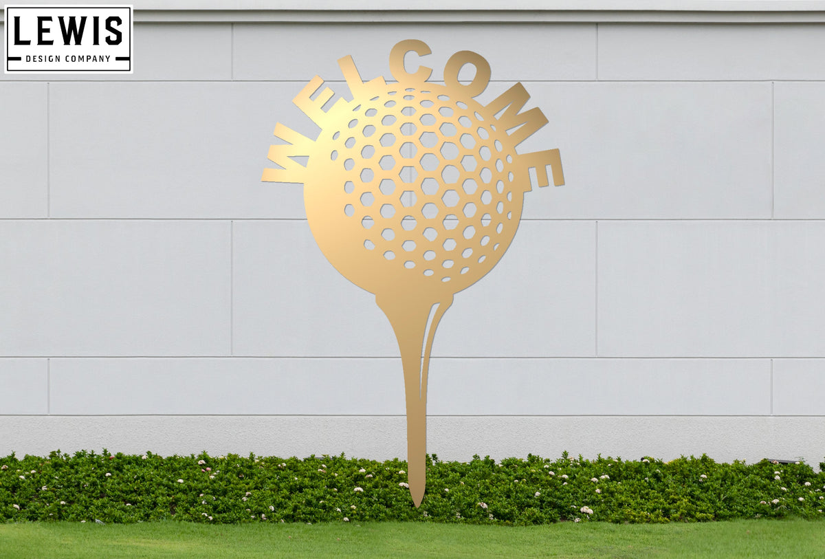 Golf Ball and Tee Welcome Sign