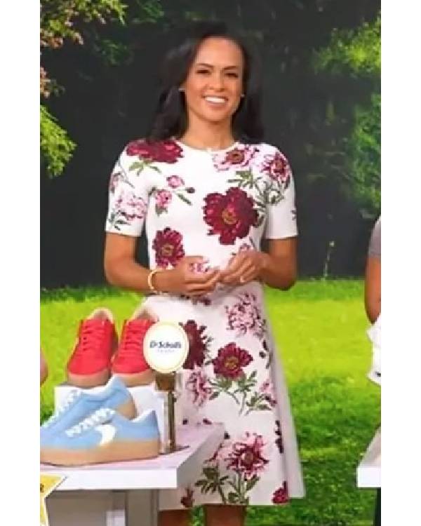 Good Morning America Linsey Davis White Floral Dress