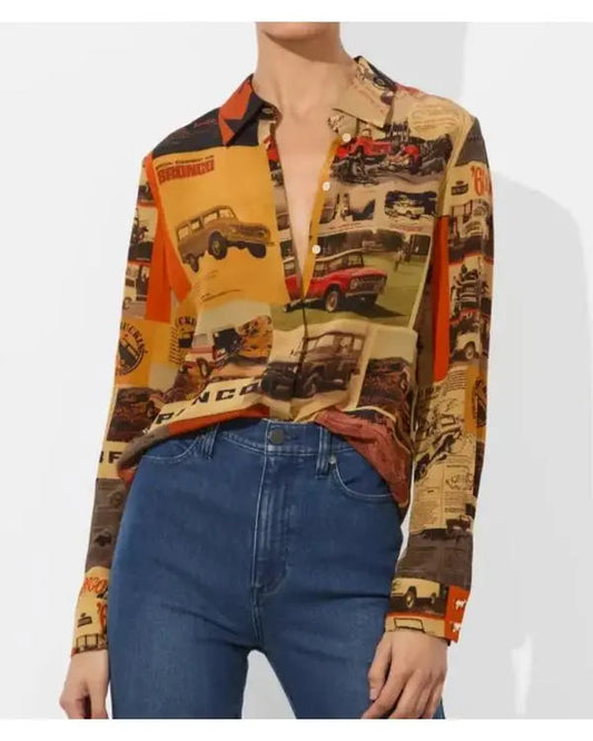 Good Morning America Savannah Chrisley Brown Printed Shirt
