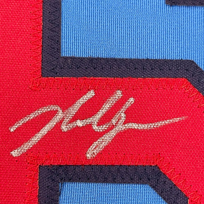 Framed Autographed/Signed Nolan Gorman 35x39 St. Louis Blue Baseball Jersey JSA COA