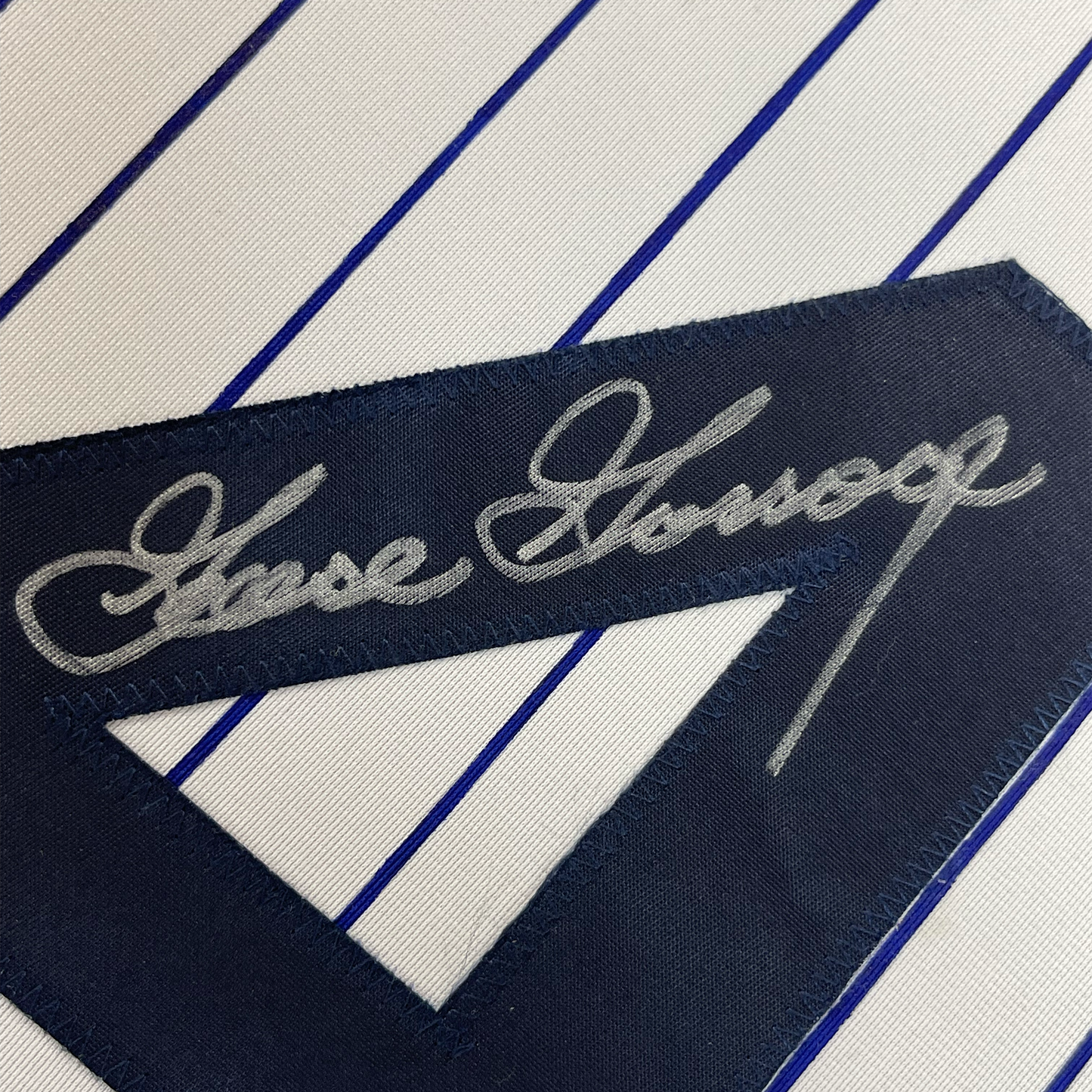 Framed Autographed/Signed Goose Gossage 35x39 New York Pinstripe Baseball Jersey JSA COA