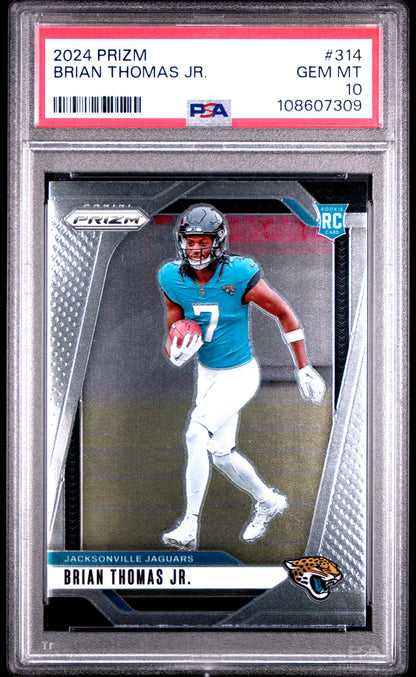 Graded 2024 Panini Prizm Brian Thomas Jr #314 Rookie RC Football Card PSA 10 Gem Mint