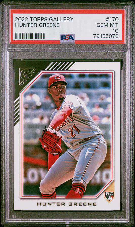 Graded 2022 Topps Gallery Hunter Greene #170 Rookie RC Baseball Card PSA 10 Gem Mint
