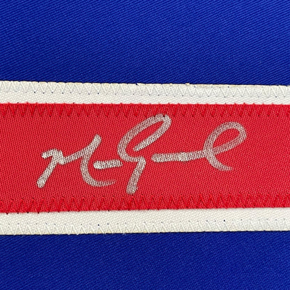 Framed Autographed/Signed Mark Grace 35x39 Chicago Blue Baseball Jersey JSA COA