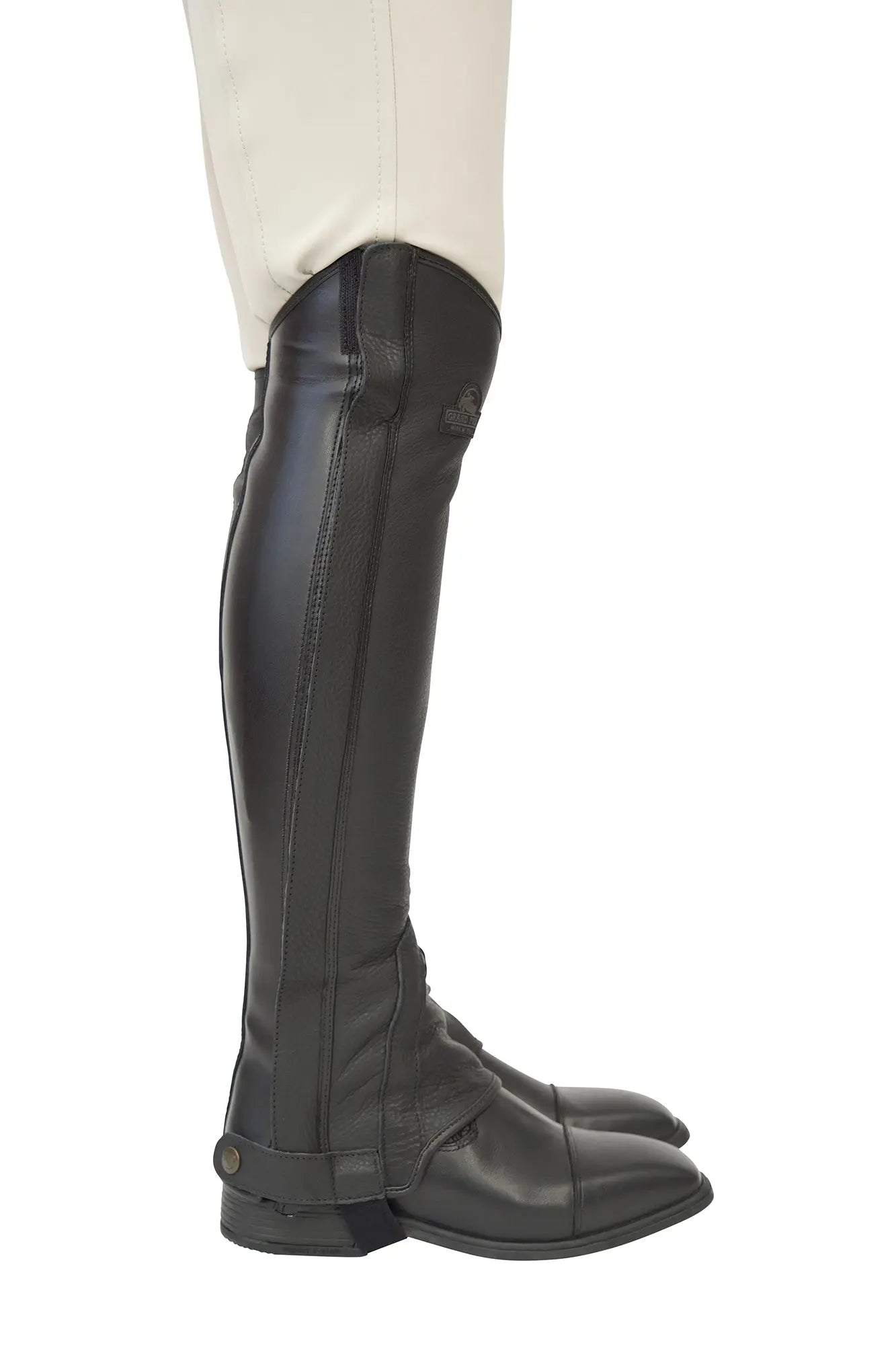 Grand Prix LC Italian Full Leather Half Chaps, Black