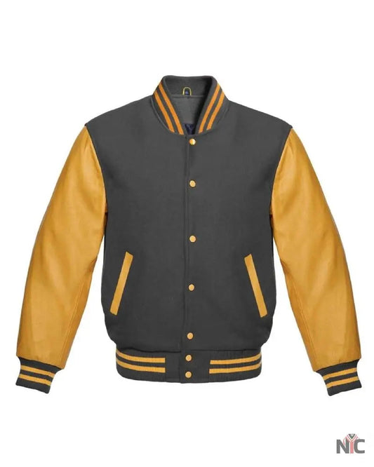 Gray And Gold Varsity Jacket