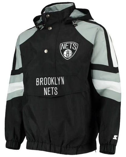 Men’s Brooklyn Nets Starter Black/Gray The Pro II Half-Zip Jacket