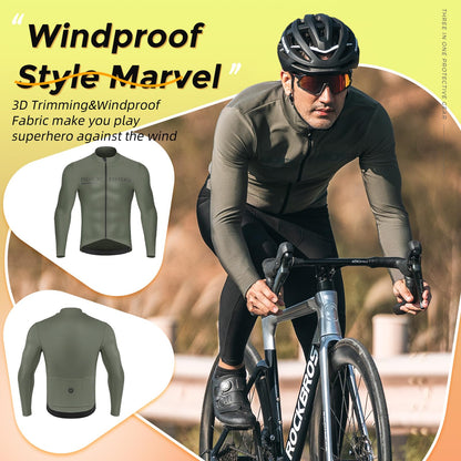 ROCKBROS Men's Long Sleeve Cycling Jersey with full zipper rear pockets perfect fit for outdoor sports