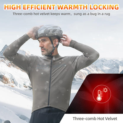 ROCKBROS Men's Long Sleeve Cycling Jersey with full zipper rear pockets perfect fit for outdoor sports