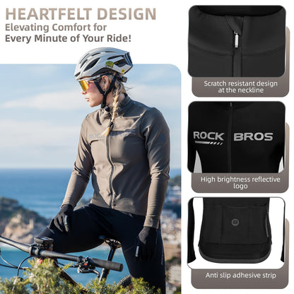 ROCKBROS Men's Long Sleeve Cycling Jersey with full zipper rear pockets perfect fit for outdoor sports