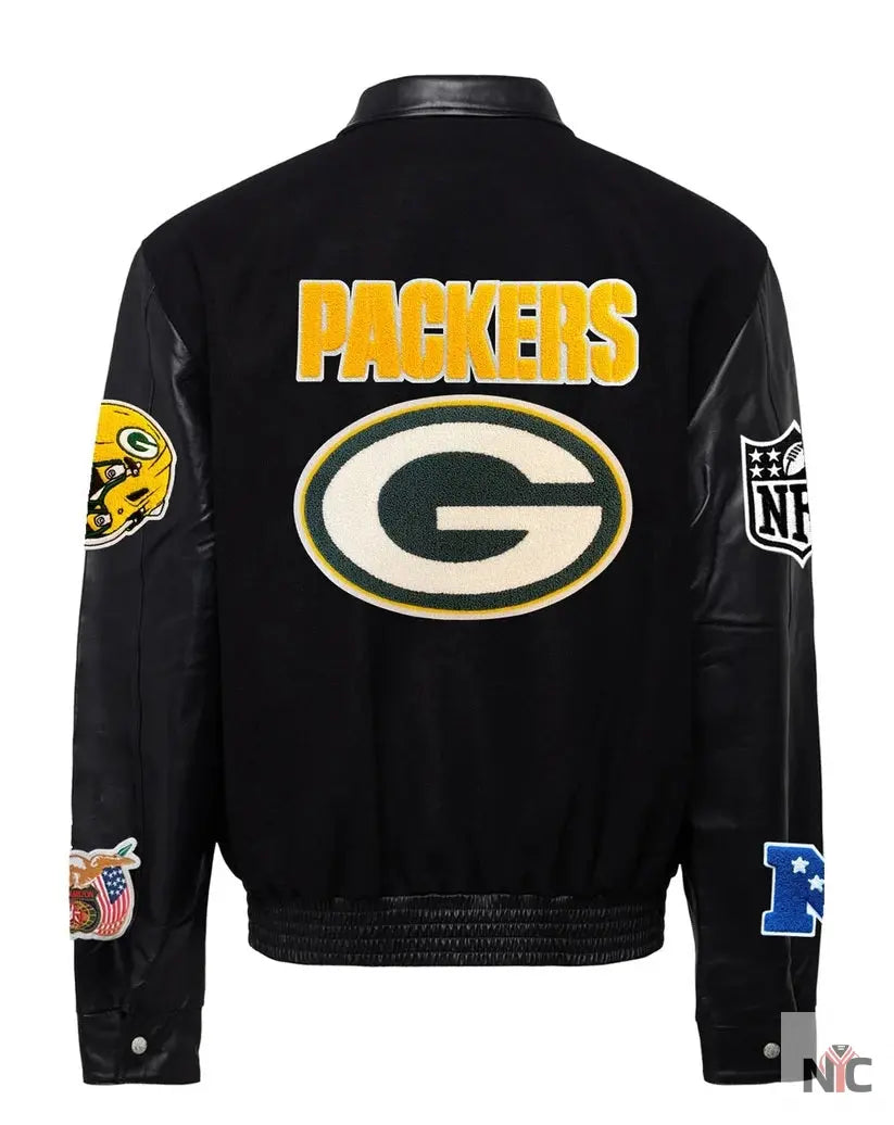 Green Bay Packers Jeff Hamilton Wool And Leather Jacket