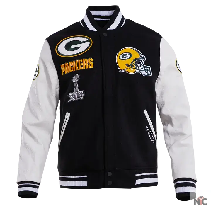 Green Bay Packers Mash Up Wool Varsity Jacket