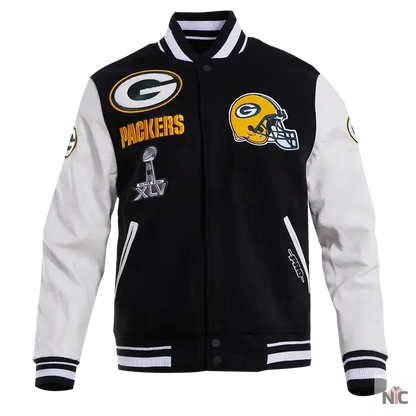 Green Bay Packers Mash Up Wool Varsity Jacket