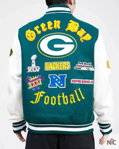 Green Bay Packers Old English Wool Varsity Jacket
