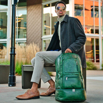 Emerald Green Leather Carry-On Patented Backpack