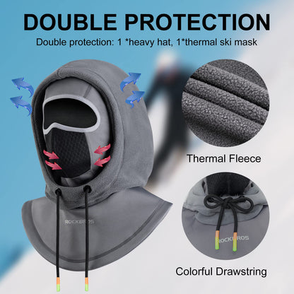 ROCKBROS Ski Balaclava Thermal Fleece Balaclava for Cold Weather Winter Men - Triathlete Store