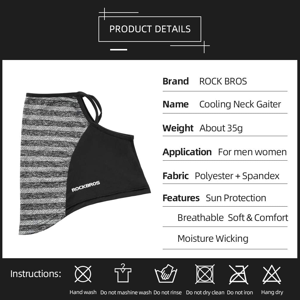 ROCKBROS Cooling Neck Gaiter with Ear Loops Bandana Face Scarf Mask for Men Women