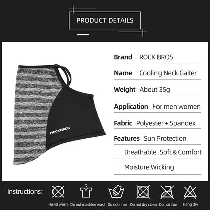 ROCKBROS Cooling Neck Gaiter with Ear Loops Bandana Face Scarf Mask for Men Women