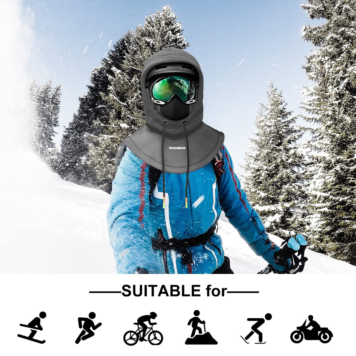 ROCKBROS Ski Balaclava Thermal Fleece Balaclava for Cold Weather Winter Men - Triathlete Store