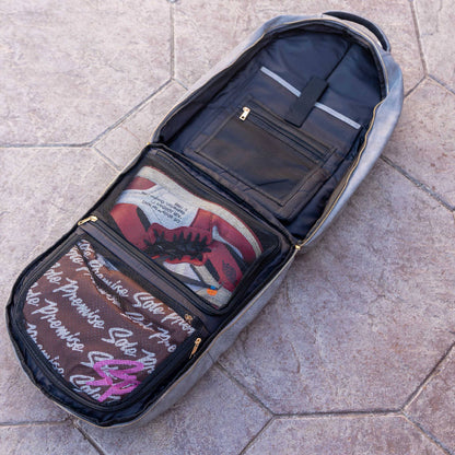 Grey Leather Commuter Bag