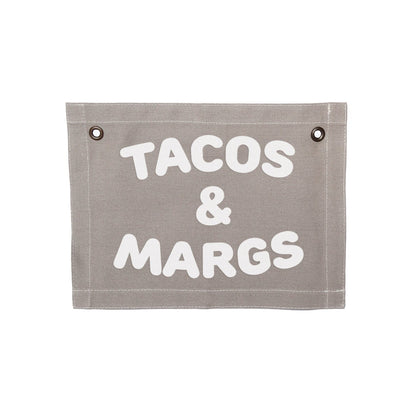 Tacos & Margs Small Canvas Flag