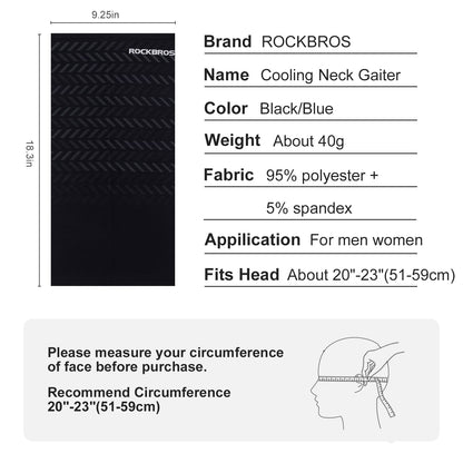 ROCKBROS Cooling Neck Gaiter Face Mask Fishing Scarf Face Cover for Men Women