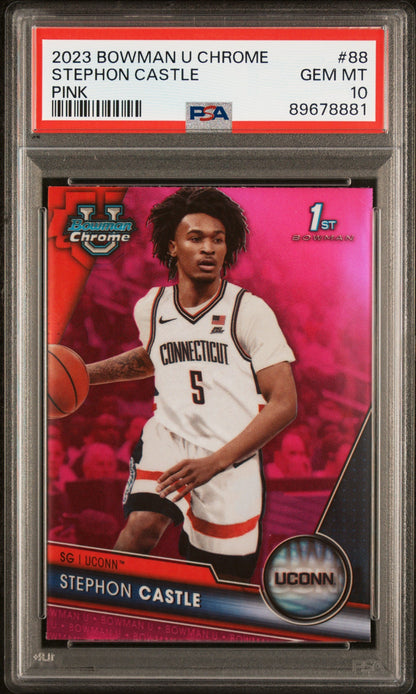 Graded 2023 Topps Bowman U Chrome Stephon Castle #88 Pink Rookie RC Basketball Card PSA 10 Gem Mint