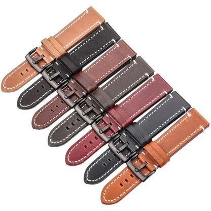 Suunto Race, Vertical & 9 Peak Contrast-Stitched Leather Buckle Band