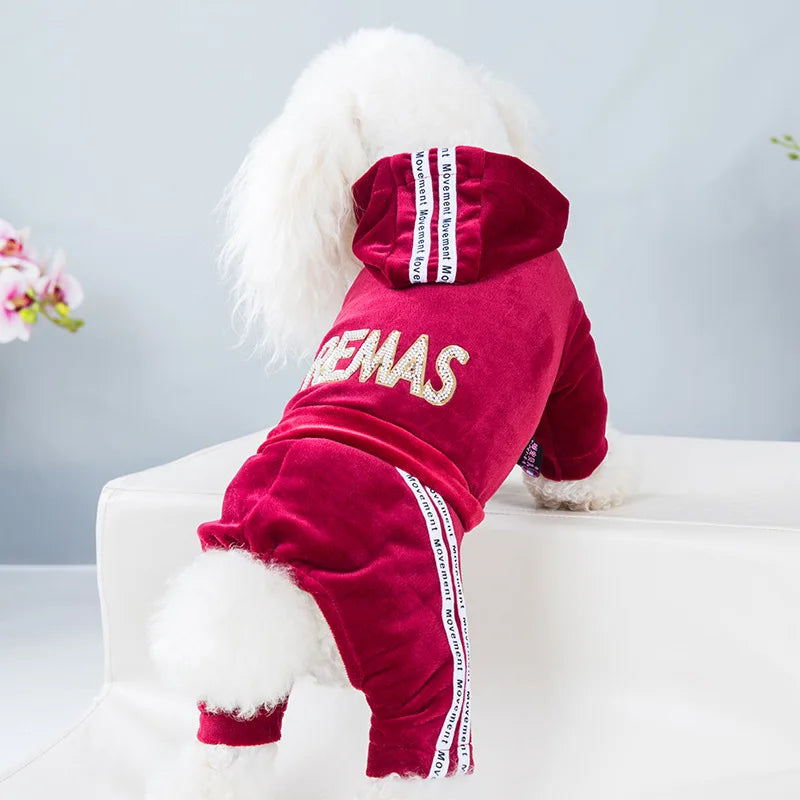 Velvet Dog Cat Jumpsuit Coat Classic Apparel 5 sizes